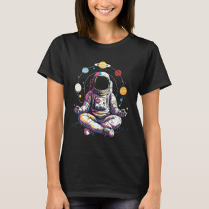 Astronaut Meditating Lotus Yoga Planets Space Gala T-Shirt