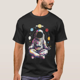 Astronaut Meditating Lotus Yoga Planets Space Gala T-Shirt