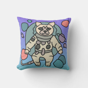 Astronaut minimalist cat in space   Funny & Cute Cushion