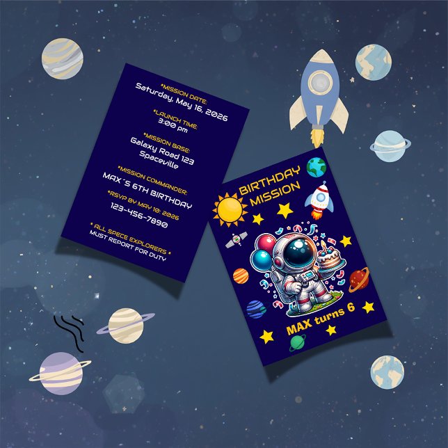 Astronaut Mission Birthday Invitation Editable (Creator Uploaded)