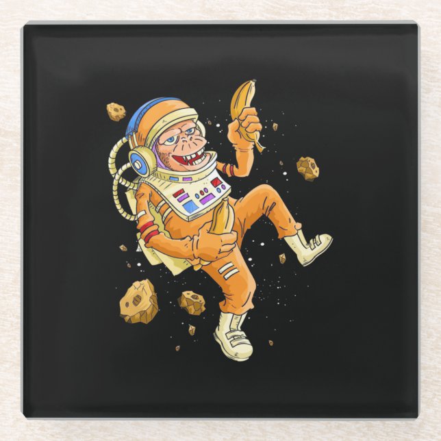 Astronaut Monkey Space Glass Coaster (Front)