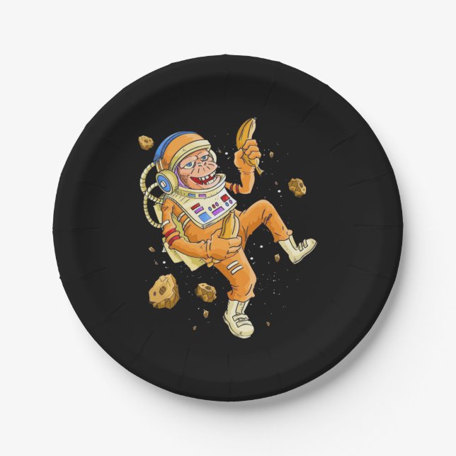 Astronaut Monkey Space Paper Plate (Front)