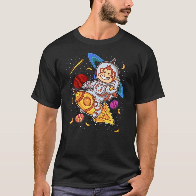 Astronaut Monkey Space Rocket Cute Funny Kids Boys T-Shirt (Front)
