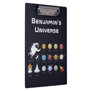 Astronaut Monogram Outer Space Kids Colourful Cool Clipboard