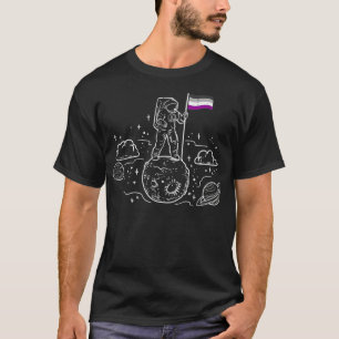 Astronaut Moon Asexual Flag Space LGBTQ Ace Pride  T-Shirt