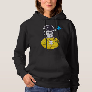 Astronaut Moon Autism Puzzle Autistic Child Autism Hoodie