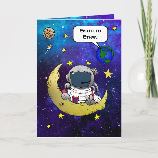 Astronaut & Moon Birthday Card (Front)