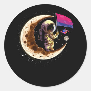 Astronaut Moon Bisexual Flag Space LGBTQ Gay Pride Classic Round Sticker
