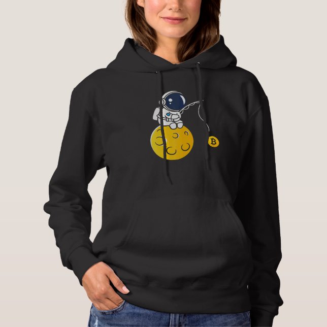Astronaut Moon Fishing BTC Crypto Cryptocurrency B Hoodie (Front)