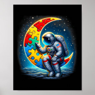 Astronaut Moon Lloon Autism Awareness Autistic Kid Poster