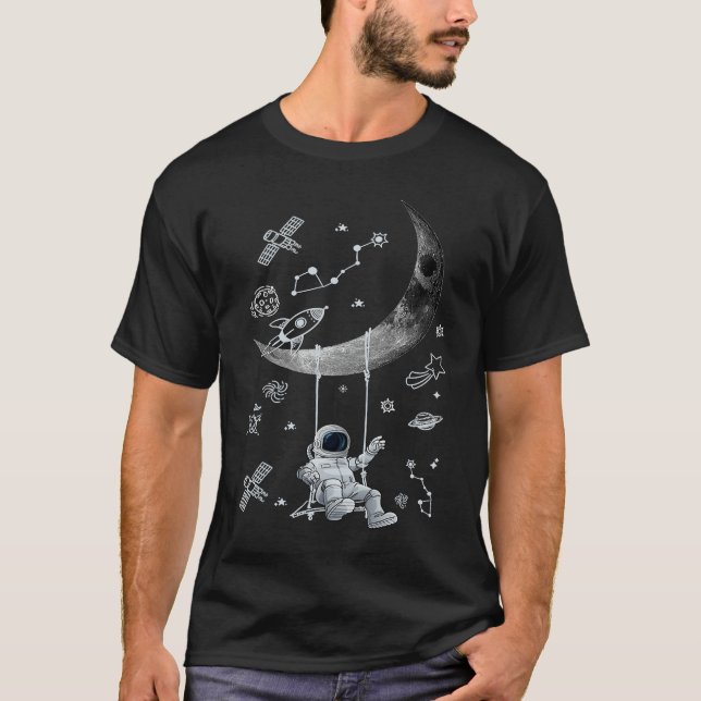 Astronaut Moon Swinging in the Space Spaceman on a T-Shirt (Front)