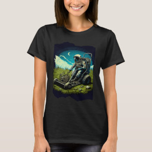 Astronaut Mowing The Lawn In Space Artwork 2 T-Shirt