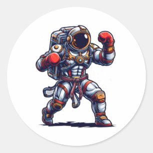 Astronaut Muay Thai Boxing Karate Kickboxing Marti Classic Round Sticker
