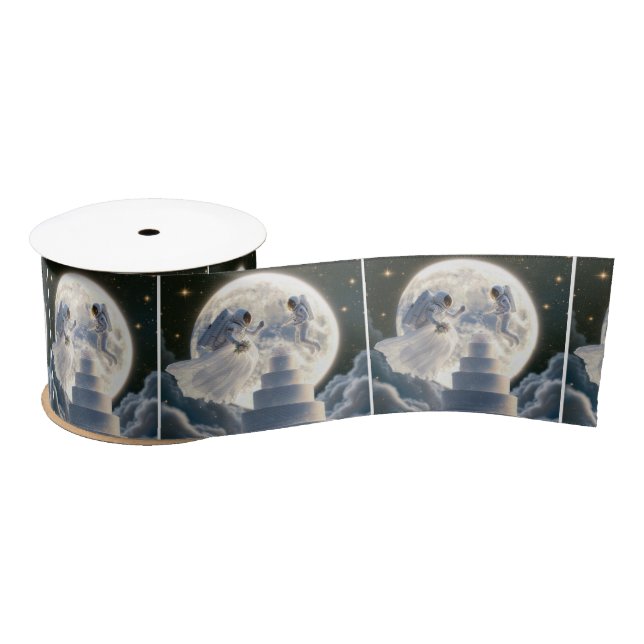 Astronaut Newlyweds In Moonlight Satin Ribbon (Spool)