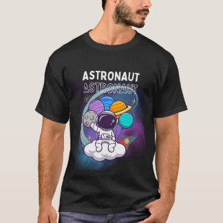 Astronaut on a Cloud with Planet Balloons T-Shirt