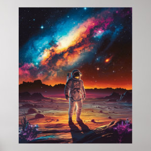 Astronaut on a planet in space poster