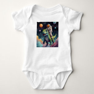 Astronaut on Dino in Space Baby Bodysuit