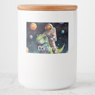 Astronaut on Dino in Space Food Label