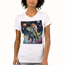Astronaut on Dino in Space T-Shirt 