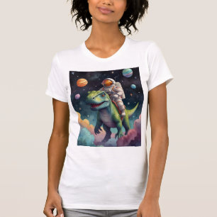 Astronaut on Dino in Space T-Shirt 