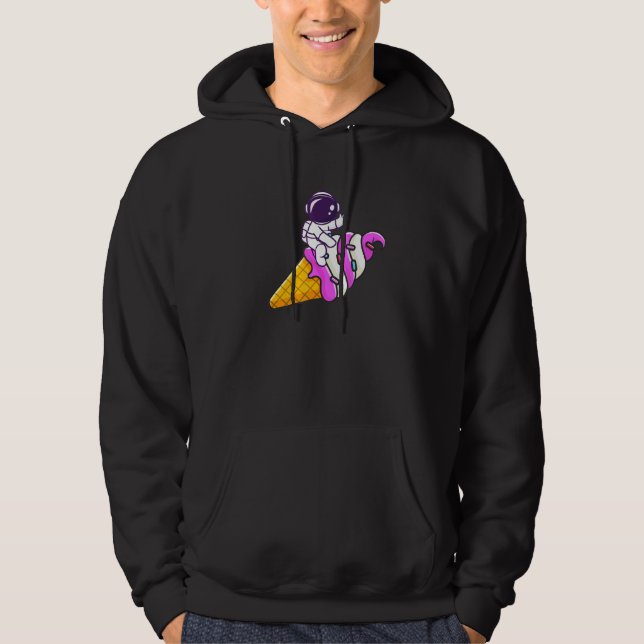 Astronaut On Ice Cream Cone Summer Vacation Ice Cr Hoodie (Front)
