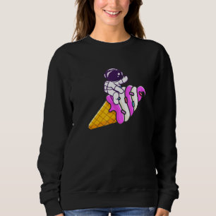 Astronaut On Ice Cream Cone Summer Vacation Ice Cr Sweatshirt