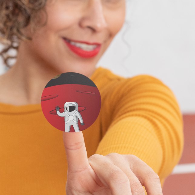 Astronaut on Mars Space Explorer Red Planet  Classic Round Sticker (Creator Uploaded)