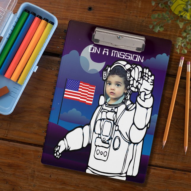 Astronaut On Moon Outer Space Boy Birthday Clipboard (Creator Uploaded)