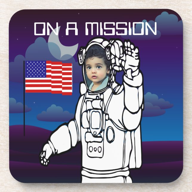 Astronaut On Moon Outer Space Boy Birthday Coaster (Front)
