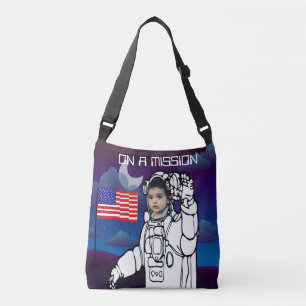 Astronaut On Moon Outer Space Boy Birthday Crossbody Bag