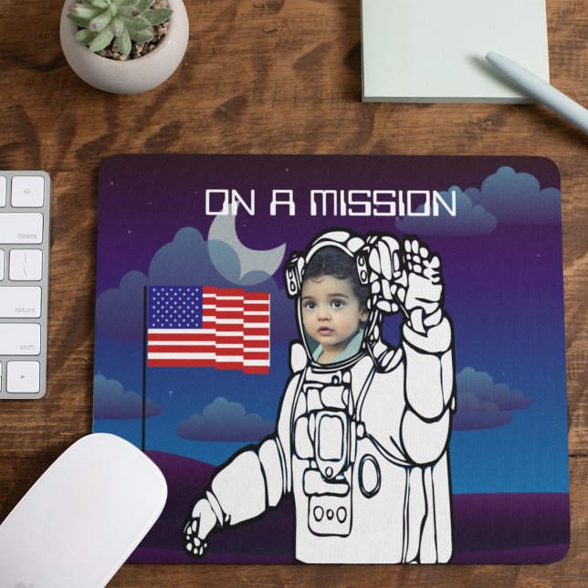 Astronaut On Moon Outer Space Boy Birthday Mouse Pad (Creator Uploaded)