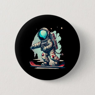 Astronaut On Snowboard Funny Astronaut Skiing On S 6 Cm Round Badge