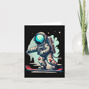 Astronaut On Snowboard Funny Astronaut Skiing On S Card