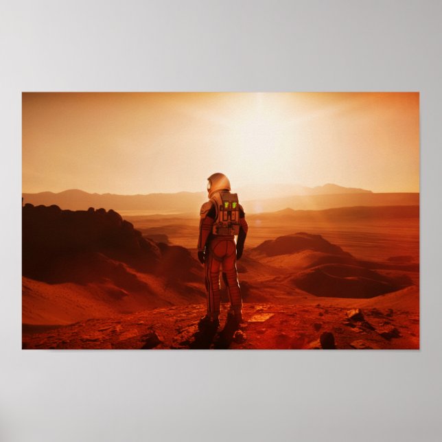 Astronaut on Surface of MARS. The First Martian Poster (Front)