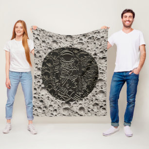 Astronaut on the Moon Space Black & Grey Fleece Blanket