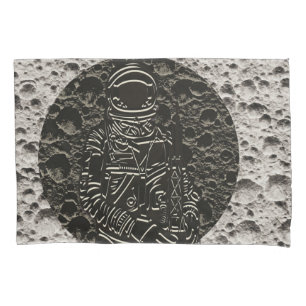 Astronaut on the Moon Space Black & Grey Pillowcase