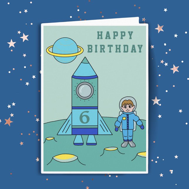 Astronaut on the Moon Space  Happy Birthday Card (Creator Uploaded)