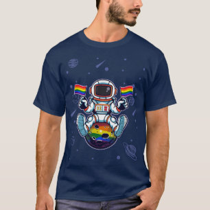 Astronaut On The Moon Stars LGBT+ Space Man Pride T-Shirt