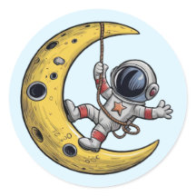 Astronaut on the Moon Sticker Set