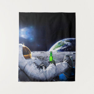Astronaut on the Moon with beer Tapestry
