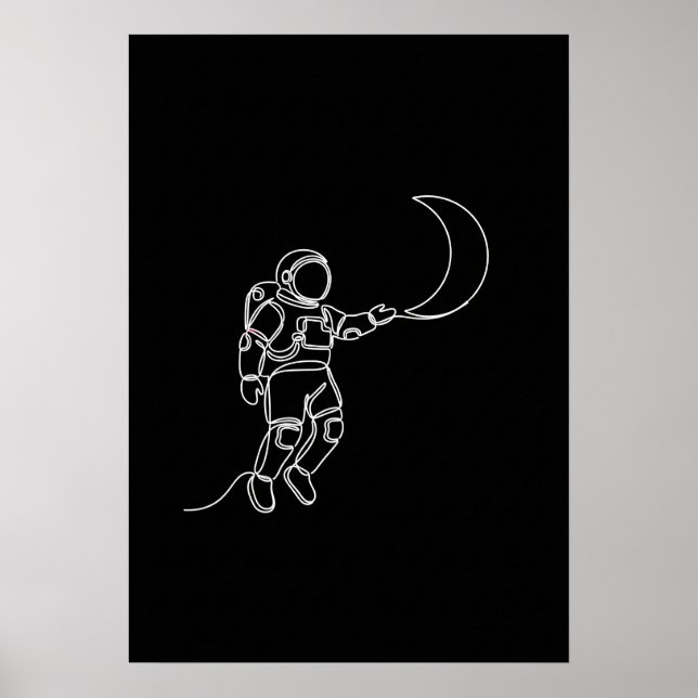 astronaut one line art continuous poster (Front)
