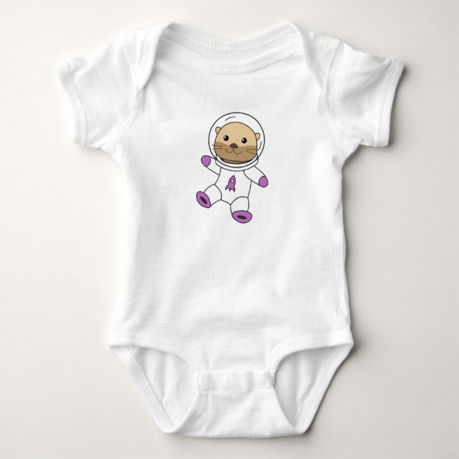 Astronaut Otter Space Planet Baby Bodysuit (Front)