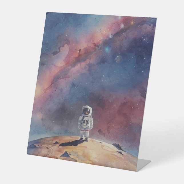 Astronaut Out in Space Pedestal Sign (Front)