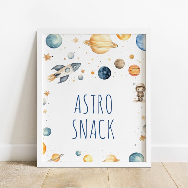 Astronaut Outer Space Astro Snacks Birthday Poster (Creator Uploaded)