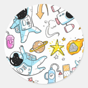 Astronaut Outer Space Baby Boy Classic Round Sticker