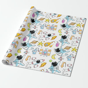 Astronaut Outer Space Baby Boy Wrapping Paper