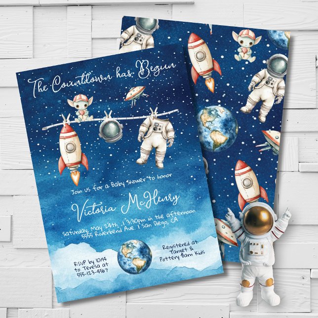 Astronaut Outer Space Baby Shower Clothesline Invitation (Creator Uploaded)