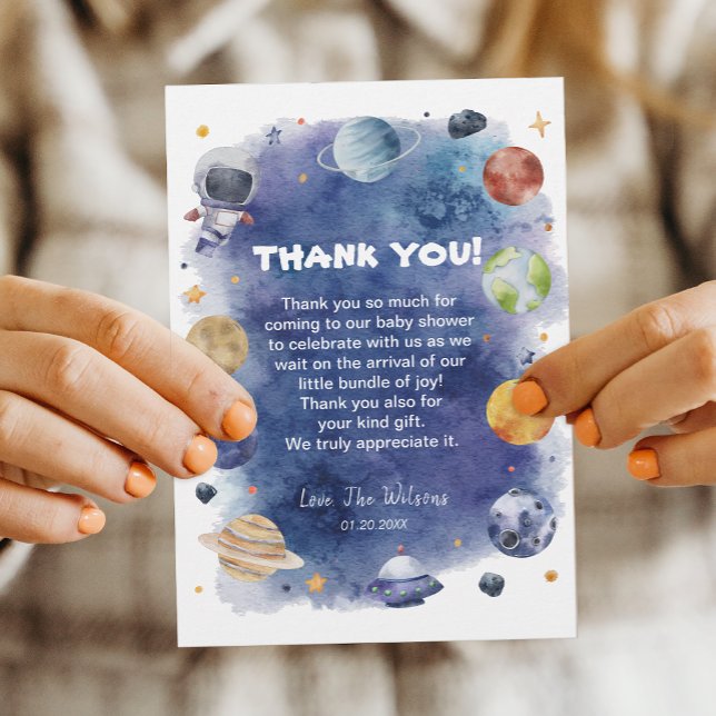 Astronaut Outer Space Baby Shower Thank You Card (Astronaut Outer Space Baby Shower Thank You Card)