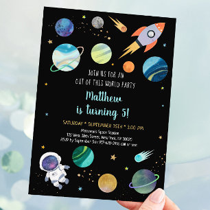 Astronaut Outer Space Birthday Invitation