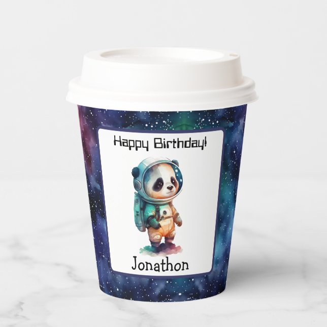 Astronaut Outer Space Birthday Paper Cup (Front)